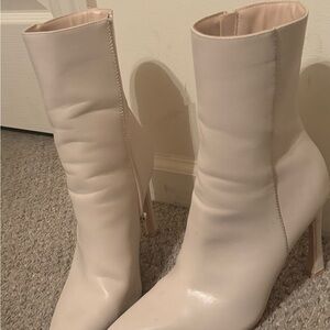 Elegant Cream Ankle Boots